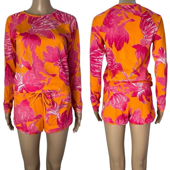 Athleta Long Sleeve Swim Top and Board Short 2 Piece Set - Picture 1 of 13